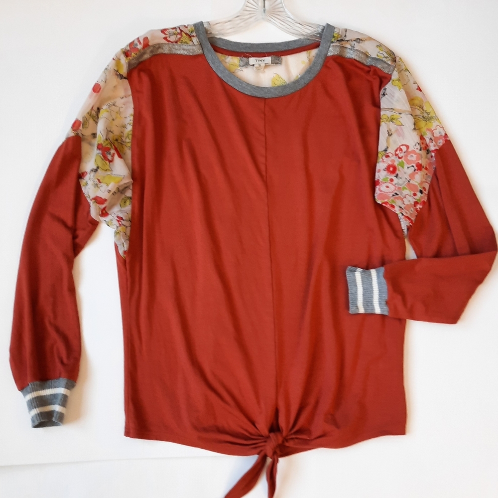 Anthropologie Tini orange Long Sleeve t shirt  Size Small